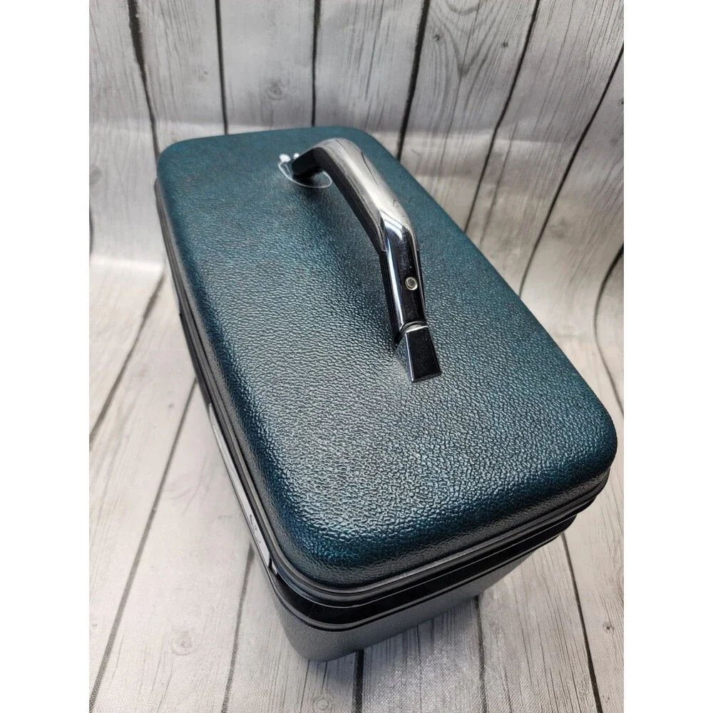 VTG 80s Samsonite Series 2800 Train Travel Cosmetic Case Blue w Key Storage Tray